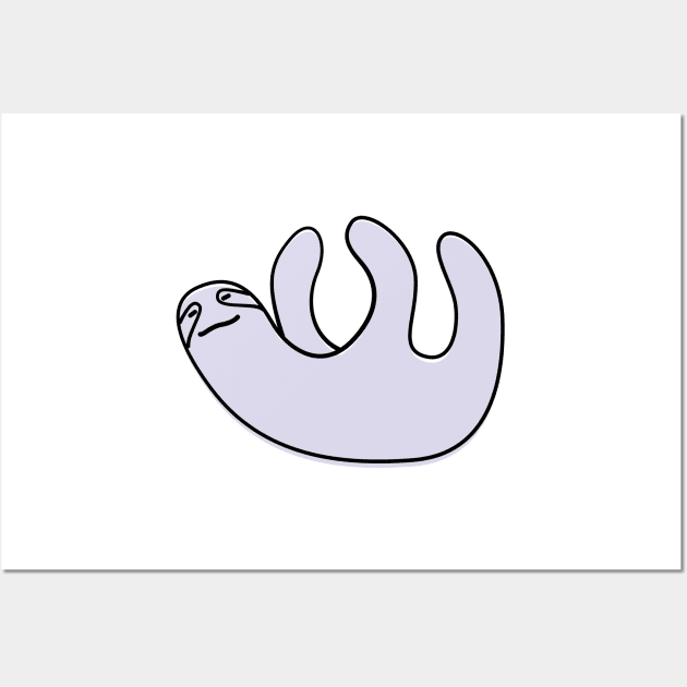 Cute Silly Simple Minimalist Pastel Purple Sloth Small Icon Wall Art by Charredsky